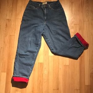 L.L. Bean Red Fleece Lined Relaxed Fit Jeans